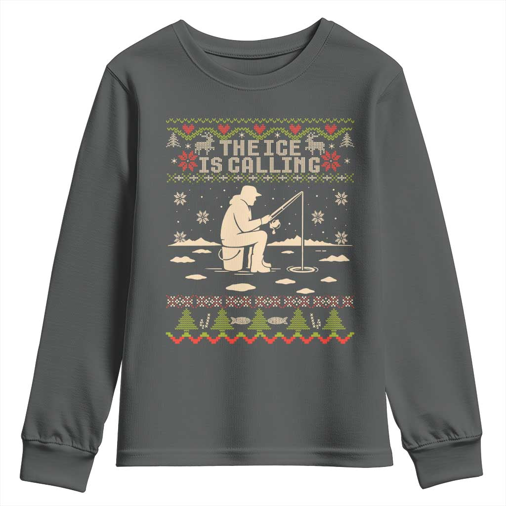 Funny Christmas Ice Fishing Youth Sweatshirt Merry Fishmas Fish Fishing Ugly Xmas - Wonder Print Shop