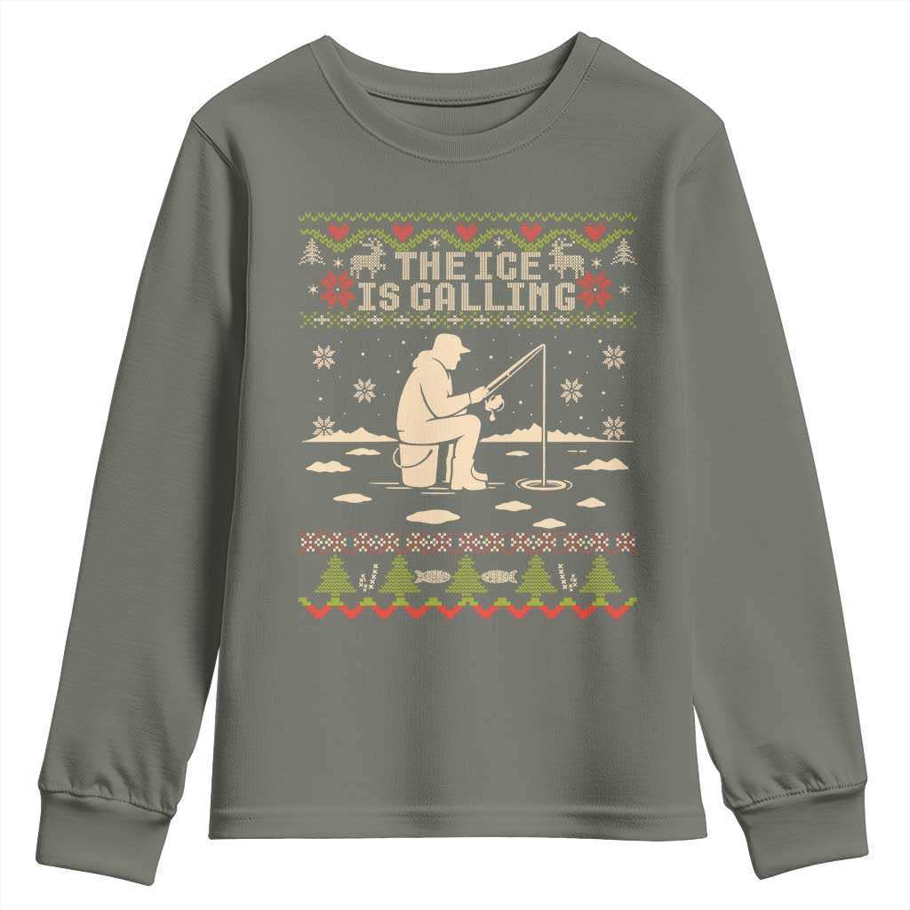 Funny Christmas Ice Fishing Youth Sweatshirt Merry Fishmas Fish Fishing Ugly Xmas - Wonder Print Shop