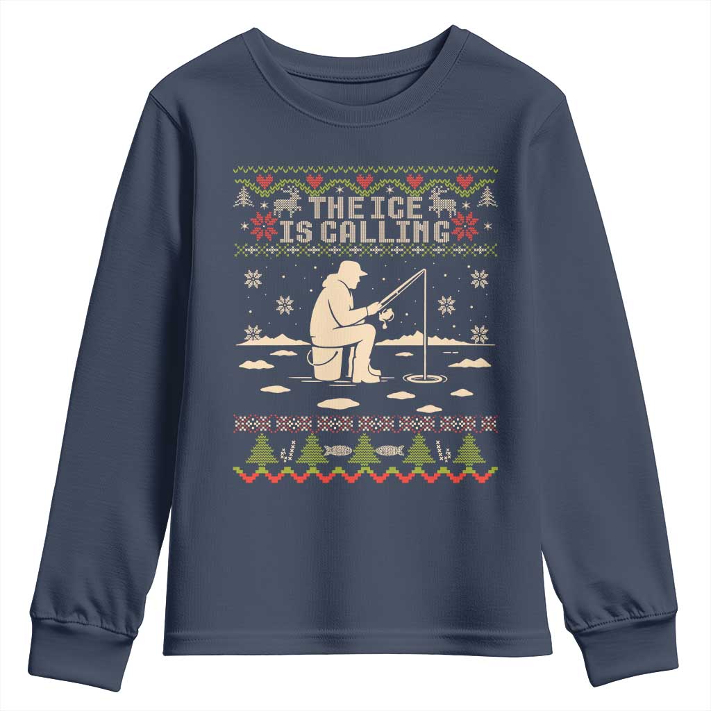 Funny Christmas Ice Fishing Youth Sweatshirt Merry Fishmas Fish Fishing Ugly Xmas - Wonder Print Shop