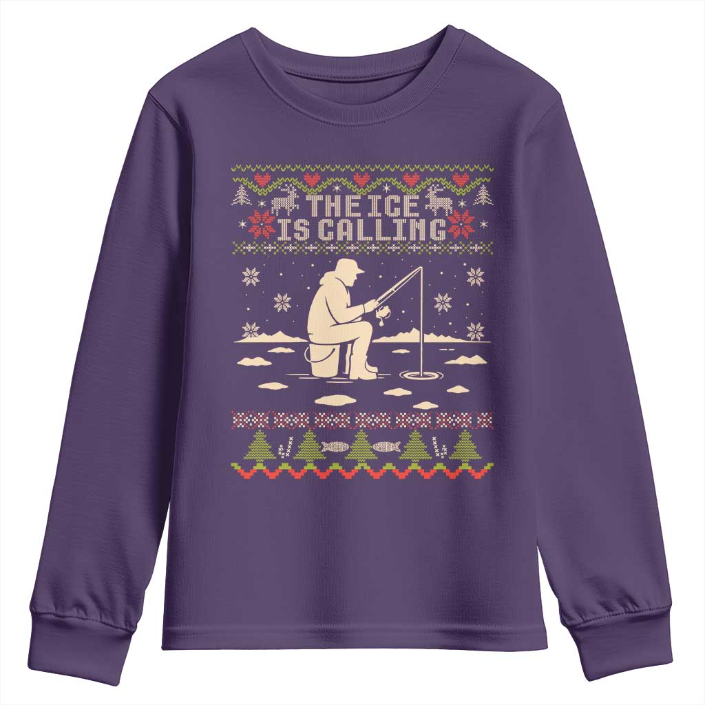 Funny Christmas Ice Fishing Youth Sweatshirt Merry Fishmas Fish Fishing Ugly Xmas - Wonder Print Shop