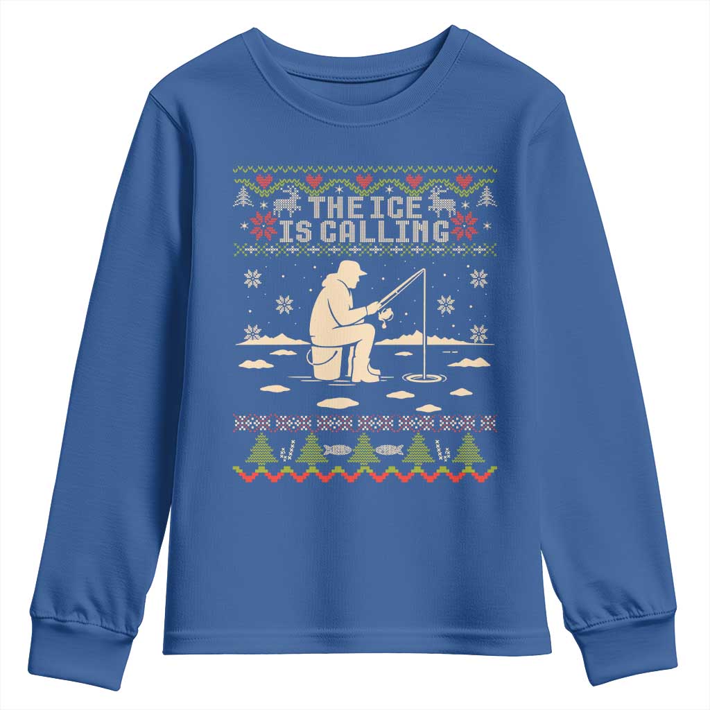 Funny Christmas Ice Fishing Youth Sweatshirt Merry Fishmas Fish Fishing Ugly Xmas - Wonder Print Shop