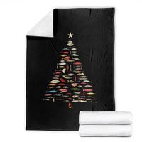 Fishing Lure Christmas Tree Throw Blanket Retro Fisherman Xmas Fish Fly - Wonder Print Shop