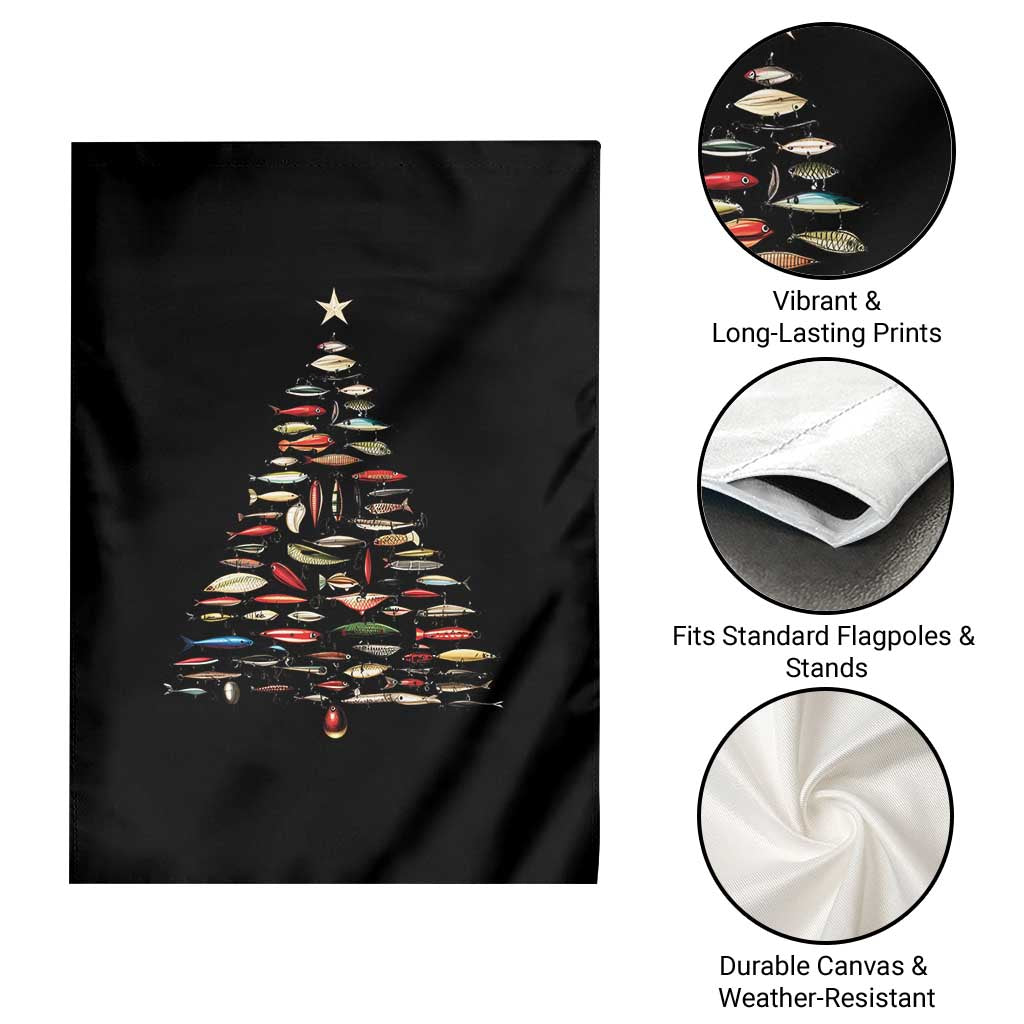 Fishing Lure Christmas Tree Garden Flag Retro Fisherman Xmas Fish Fly - Wonder Print Shop