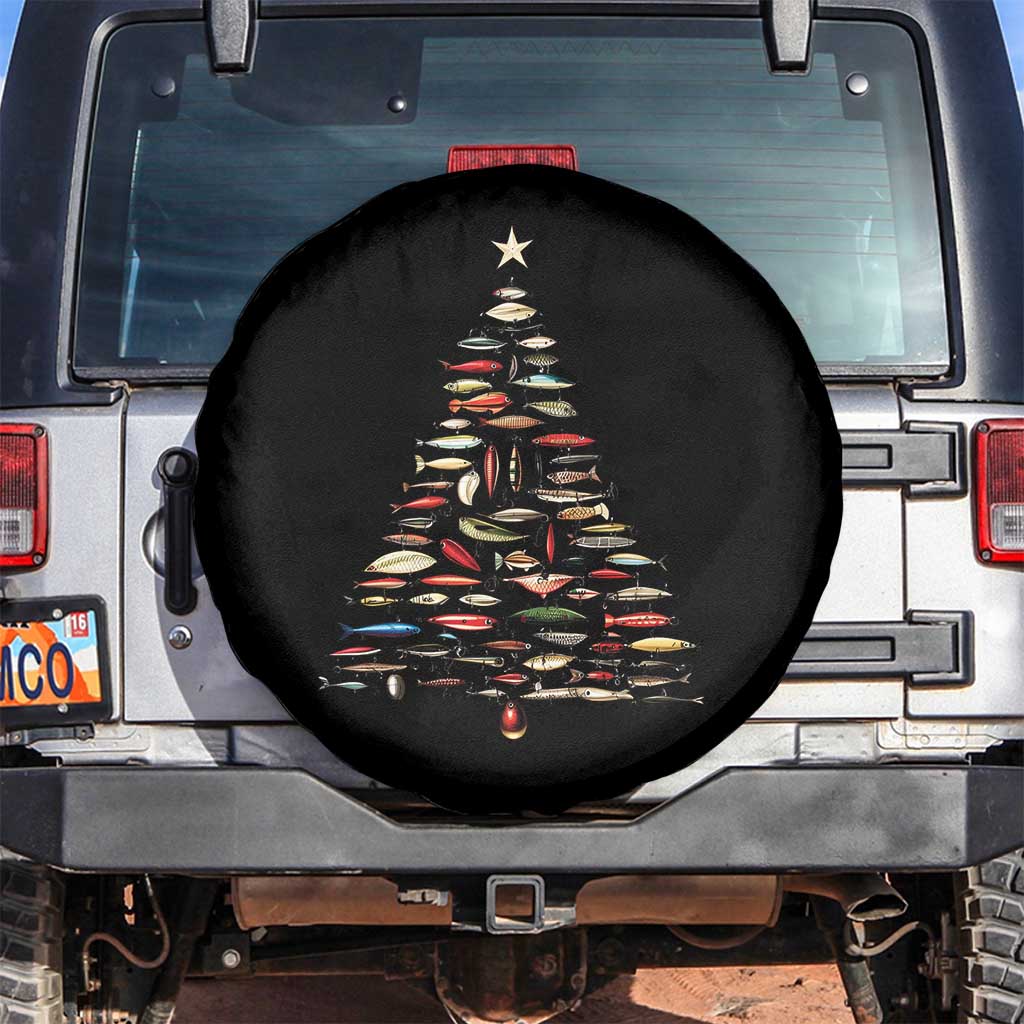 Fishing Lure Christmas Tree Spare Tire Cover Retro Fisherman Xmas Fish Fly - Wonder Print Shop