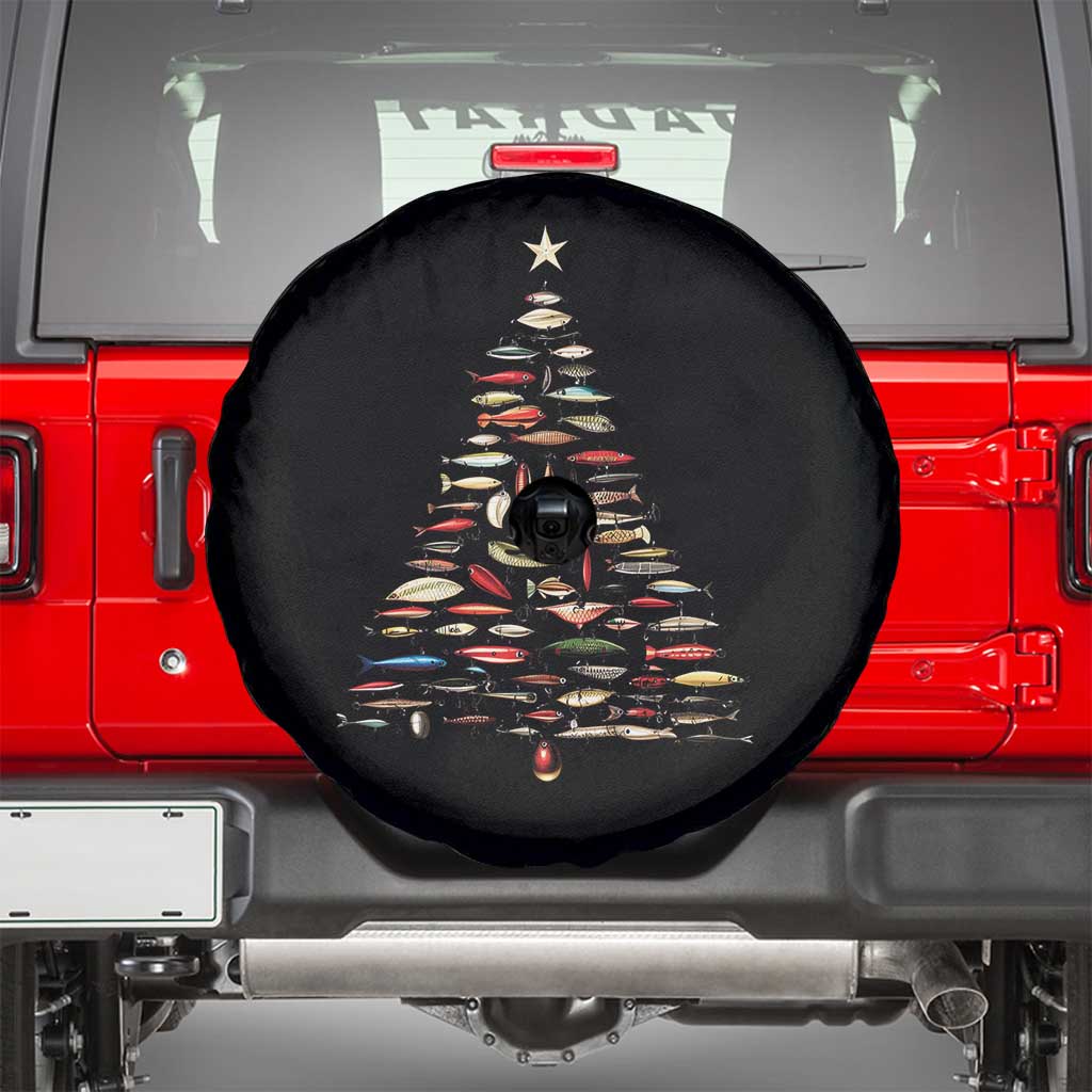 Fishing Lure Christmas Tree Spare Tire Cover Retro Fisherman Xmas Fish Fly - Wonder Print Shop