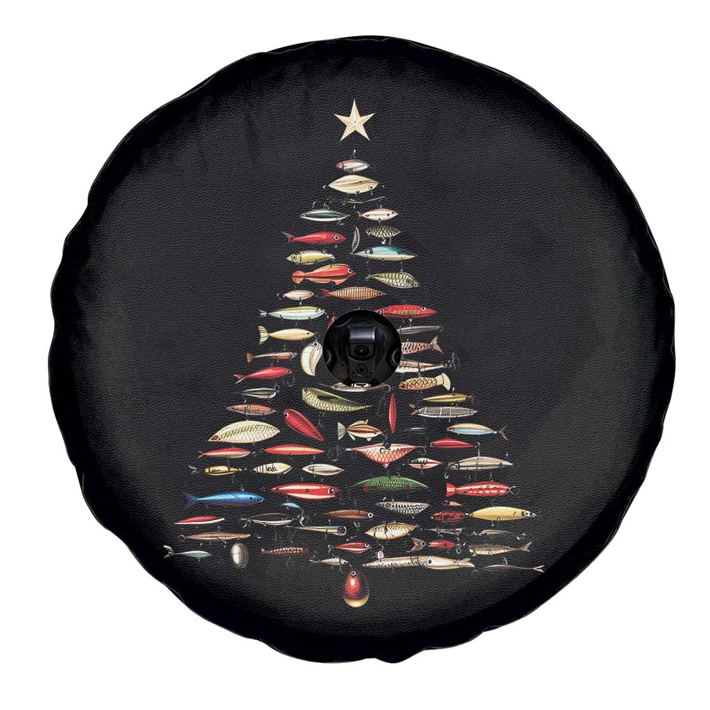 Fishing Lure Christmas Tree Spare Tire Cover Retro Fisherman Xmas Fish Fly - Wonder Print Shop
