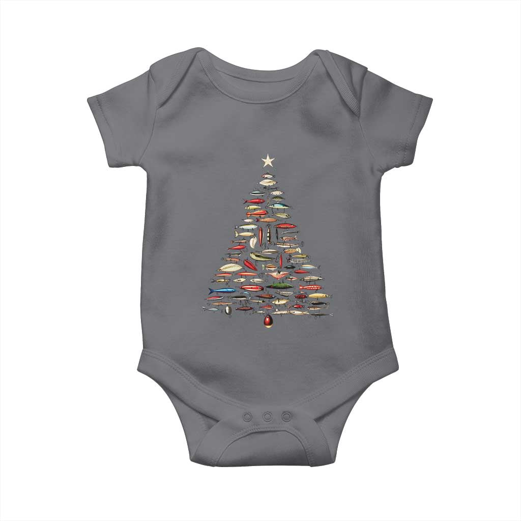 Fishing Lure Christmas Tree Baby Onesie Retro Fisherman Xmas Fish Fly - Wonder Print Shop