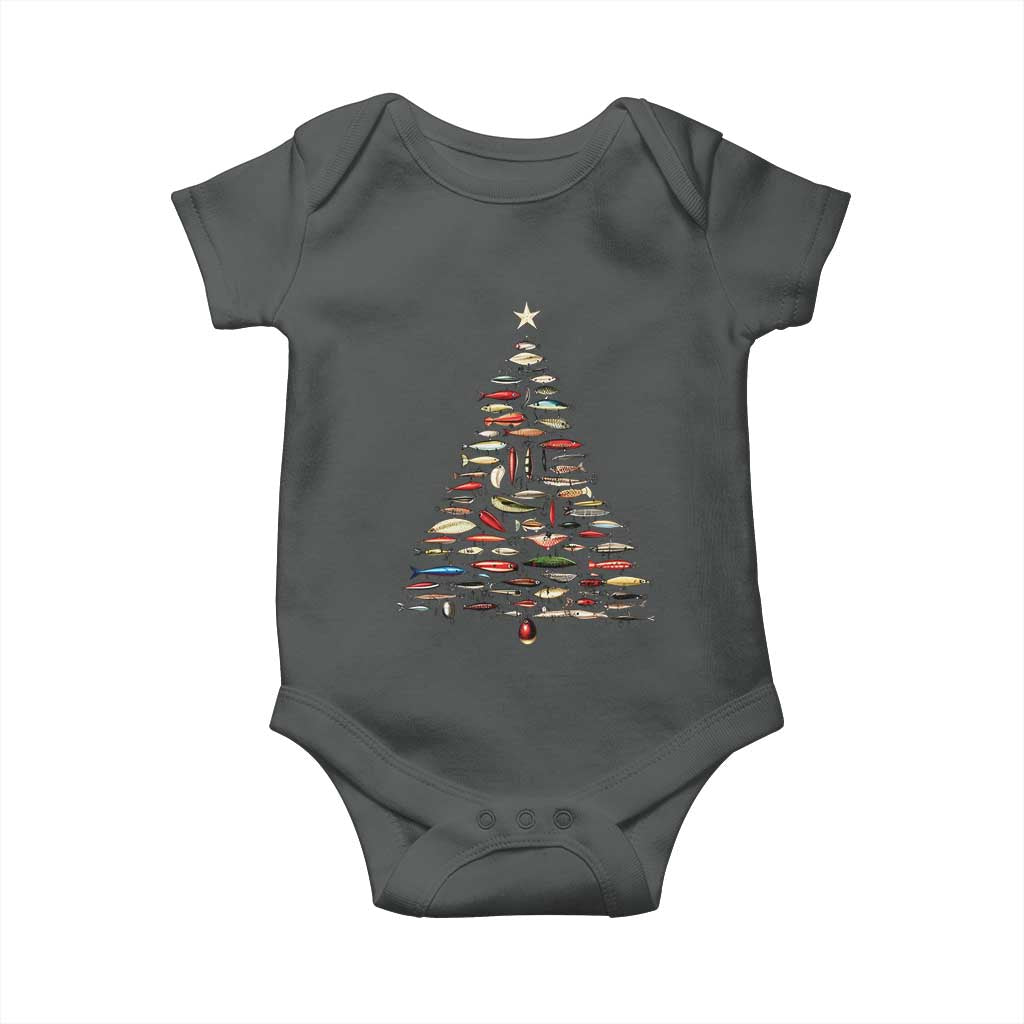 Fishing Lure Christmas Tree Baby Onesie Retro Fisherman Xmas Fish Fly - Wonder Print Shop