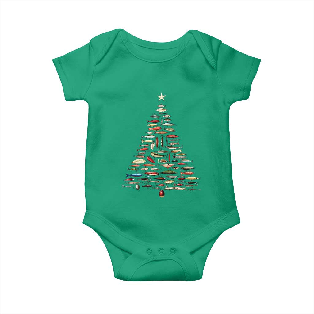 Fishing Lure Christmas Tree Baby Onesie Retro Fisherman Xmas Fish Fly - Wonder Print Shop