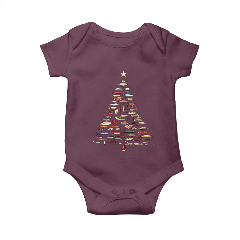 Fishing Lure Christmas Tree Baby Onesie Retro Fisherman Xmas Fish Fly - Wonder Print Shop