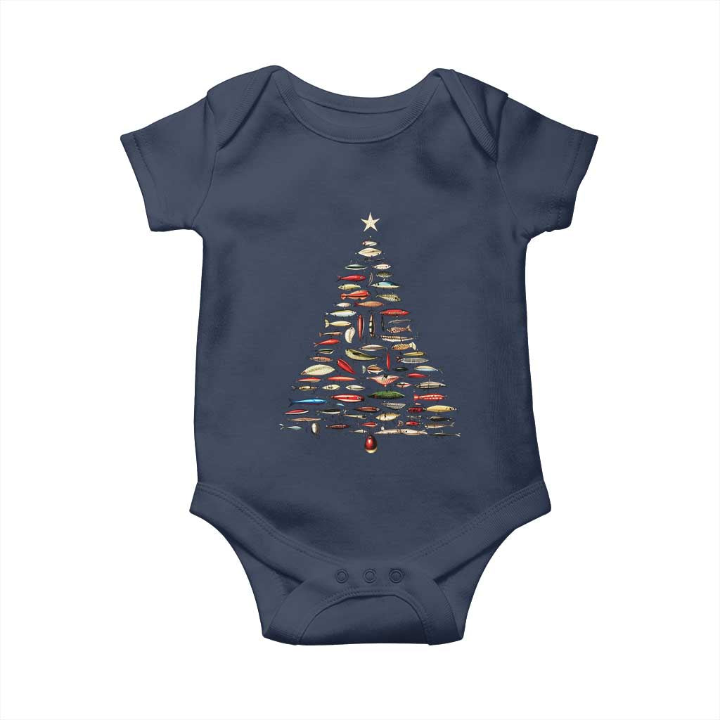 Fishing Lure Christmas Tree Baby Onesie Retro Fisherman Xmas Fish Fly - Wonder Print Shop