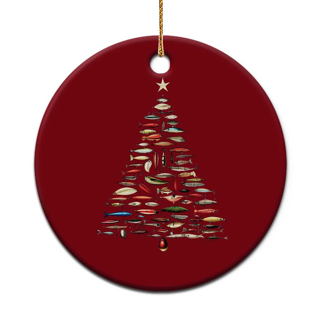 Fishing Lure Christmas Tree Ceramic Ornament Retro Fisherman Xmas Fish Fly - Wonder Print Shop