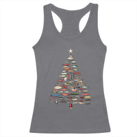 Fishing Lure Christmas Tree Racerback Tank Top Retro Fisherman Xmas Fish Fly - Wonder Print Shop