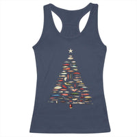 Fishing Lure Christmas Tree Racerback Tank Top Retro Fisherman Xmas Fish Fly - Wonder Print Shop