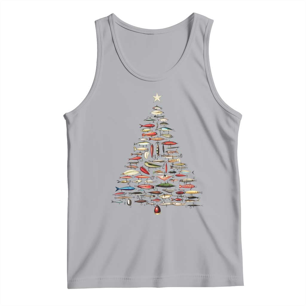 Fishing Lure Christmas Tree Tank Top Retro Fisherman Xmas Fish Fly - Wonder Print Shop