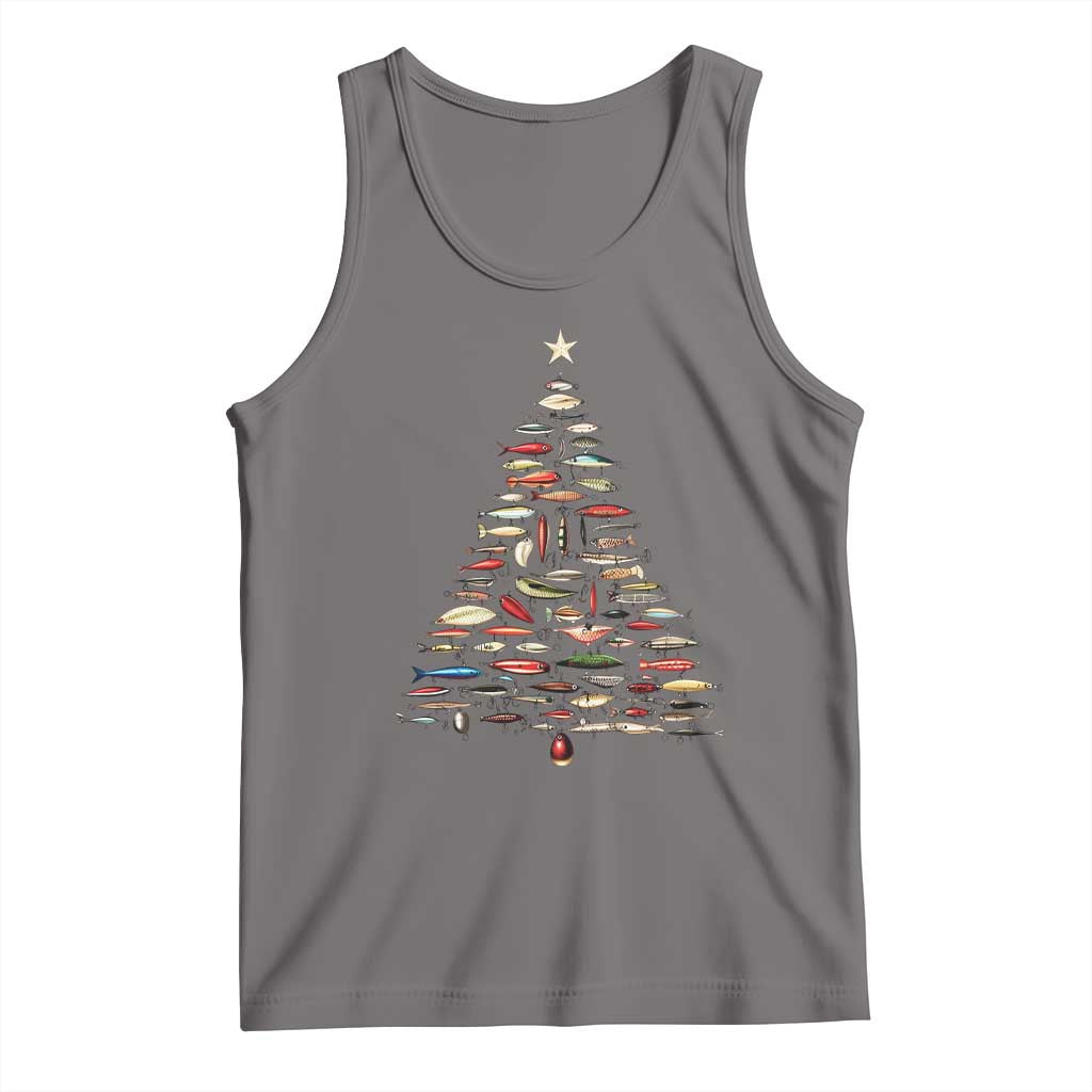 Fishing Lure Christmas Tree Tank Top Retro Fisherman Xmas Fish Fly - Wonder Print Shop