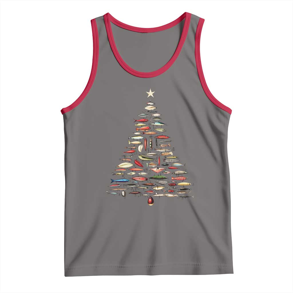 Fishing Lure Christmas Tree Tank Top Retro Fisherman Xmas Fish Fly - Wonder Print Shop