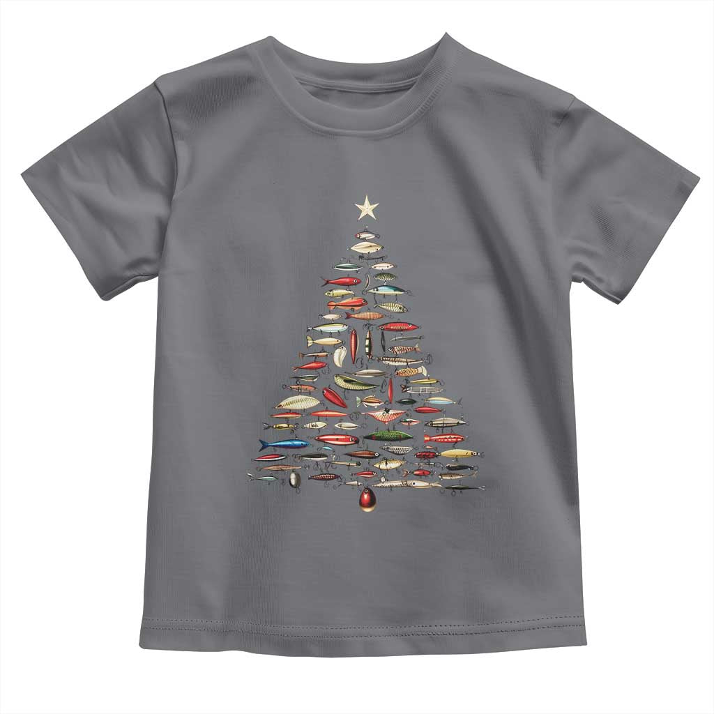 Fishing Lure Christmas Tree Toddler T Shirt Retro Fisherman Xmas Fish Fly - Wonder Print Shop