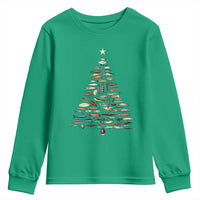 Fishing Lure Christmas Tree Youth Sweatshirt Retro Fisherman Xmas Fish Fly - Wonder Print Shop
