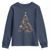Fishing Lure Christmas Tree Youth Sweatshirt Retro Fisherman Xmas Fish Fly - Wonder Print Shop