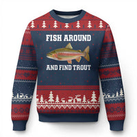 Fish Around and Find Trout Ugly Christmas Sweater Fishing Meme Punny Pun Dad Joke Fisherman Gift - Wonder Print Shop