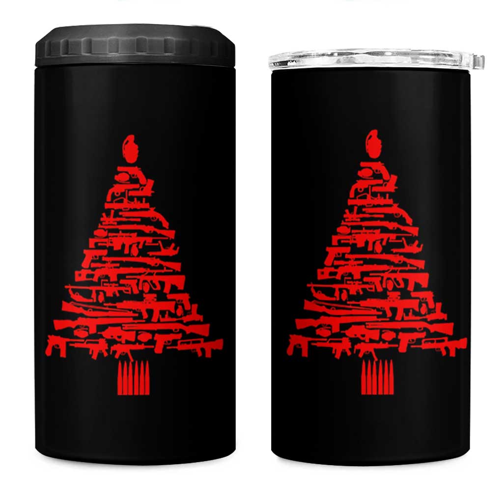 Funny Guns Christmas 4 in 1 Can Cooler Tumbler 2nd Amendment Xmas Tree Gun Lovers - Wonder Print Shop