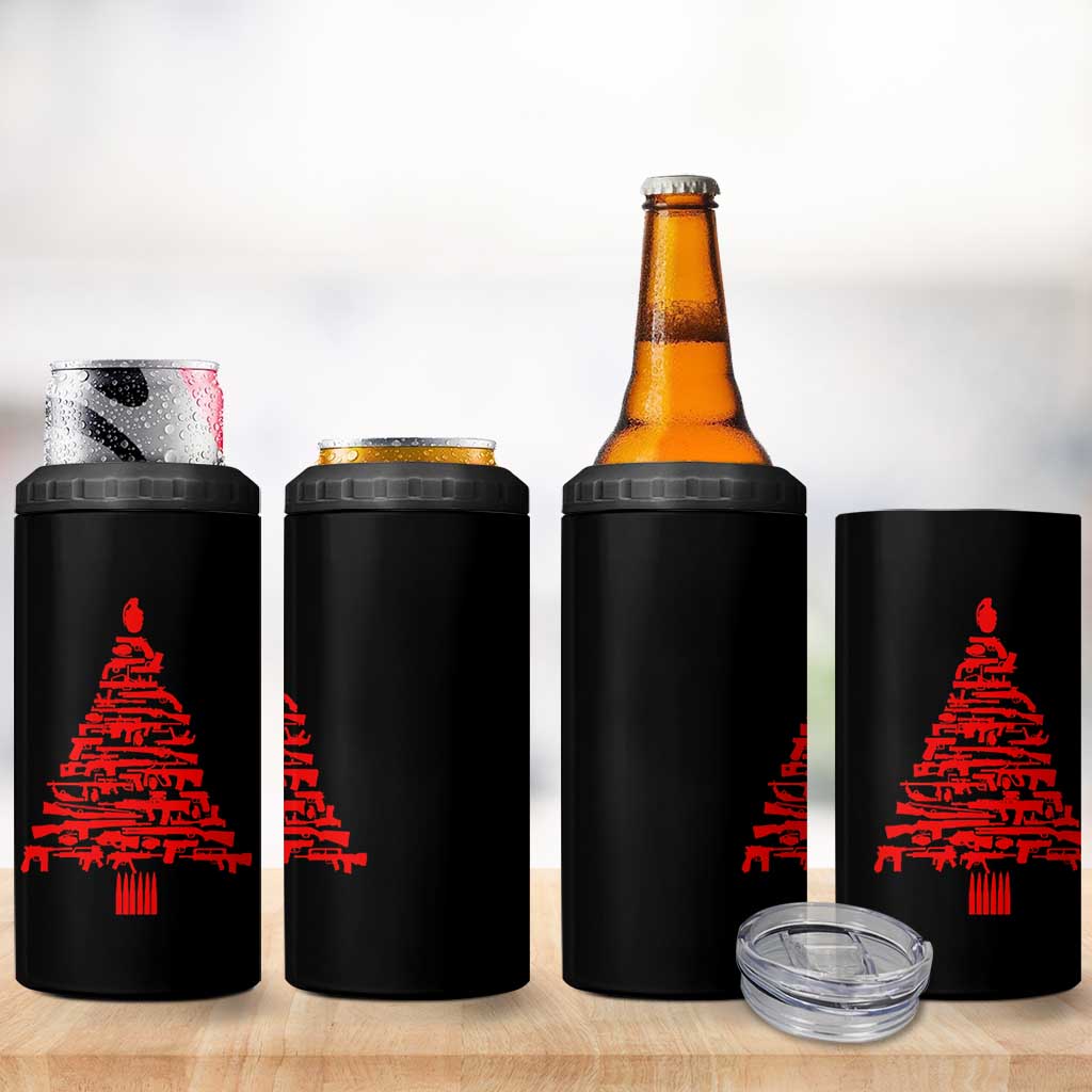 Funny Guns Christmas 4 in 1 Can Cooler Tumbler 2nd Amendment Xmas Tree Gun Lovers - Wonder Print Shop