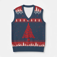 Funny Guns Xmas V-Neck Knit Sweater Vest 2nd Amendment Xmas Tree Gun Lovers - Wonder Print Shop