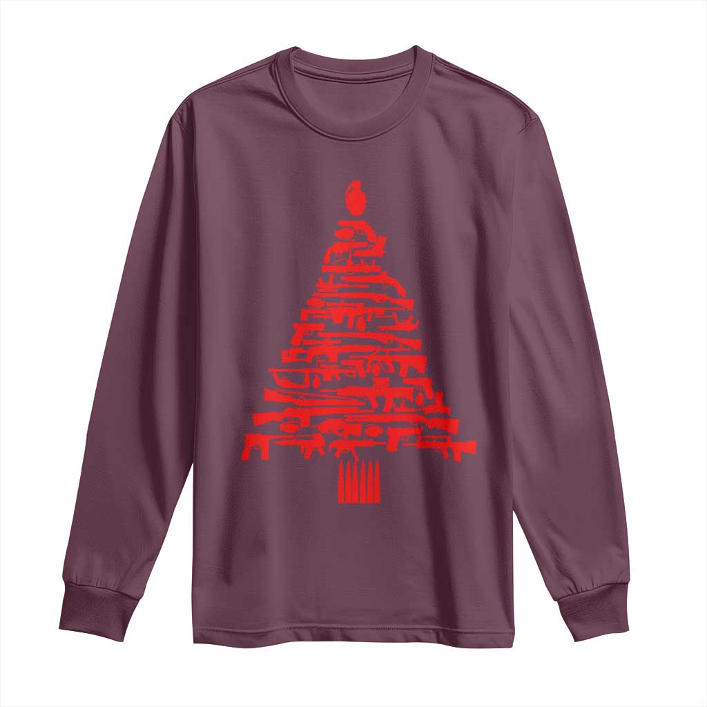 Funny Guns Christmas Long Sleeve Shirt 2nd Amendment Xmas Tree Gun Lovers - Wonder Print Shop