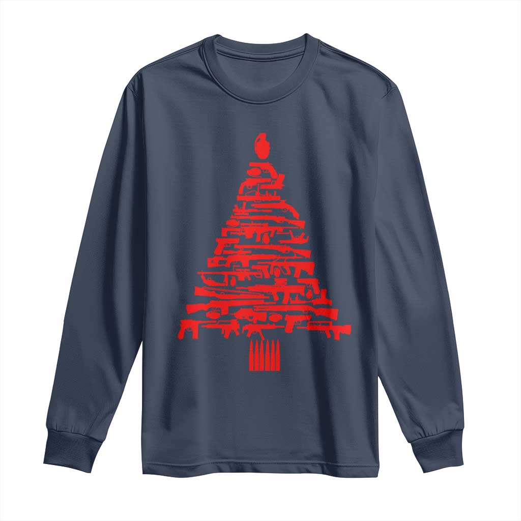 Funny Guns Christmas Long Sleeve Shirt 2nd Amendment Xmas Tree Gun Lovers - Wonder Print Shop