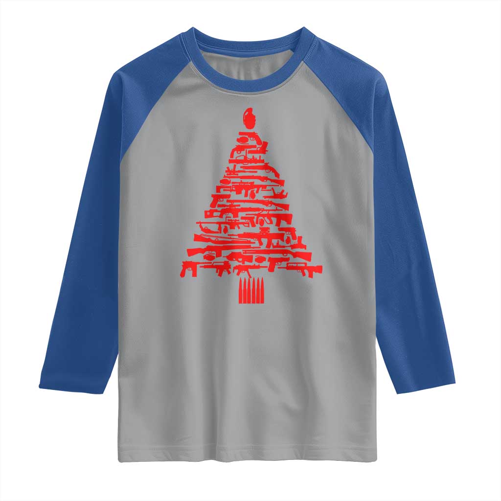 Funny Guns Christmas Raglan Shirt 2nd Amendment Xmas Tree Gun Lovers - Wonder Print Shop