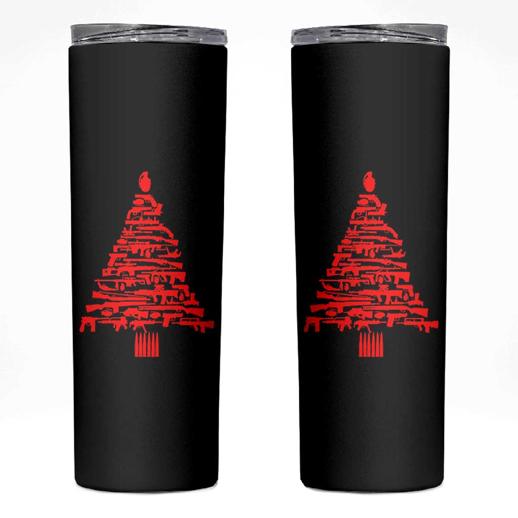 Funny Guns Christmas Skinny Tumbler 2nd Amendment Xmas Tree Gun Lovers - Wonder Print Shop