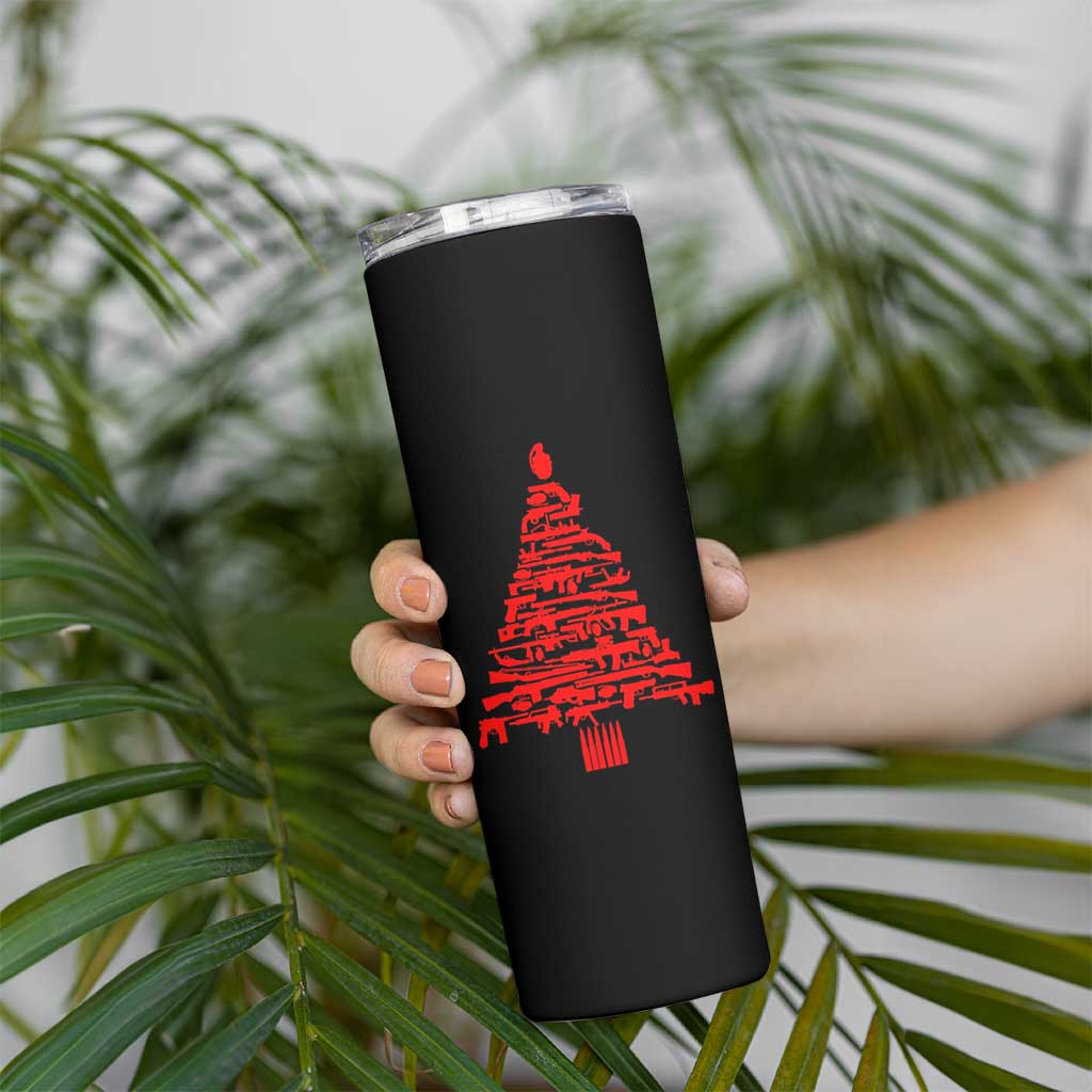Funny Guns Christmas Skinny Tumbler 2nd Amendment Xmas Tree Gun Lovers - Wonder Print Shop