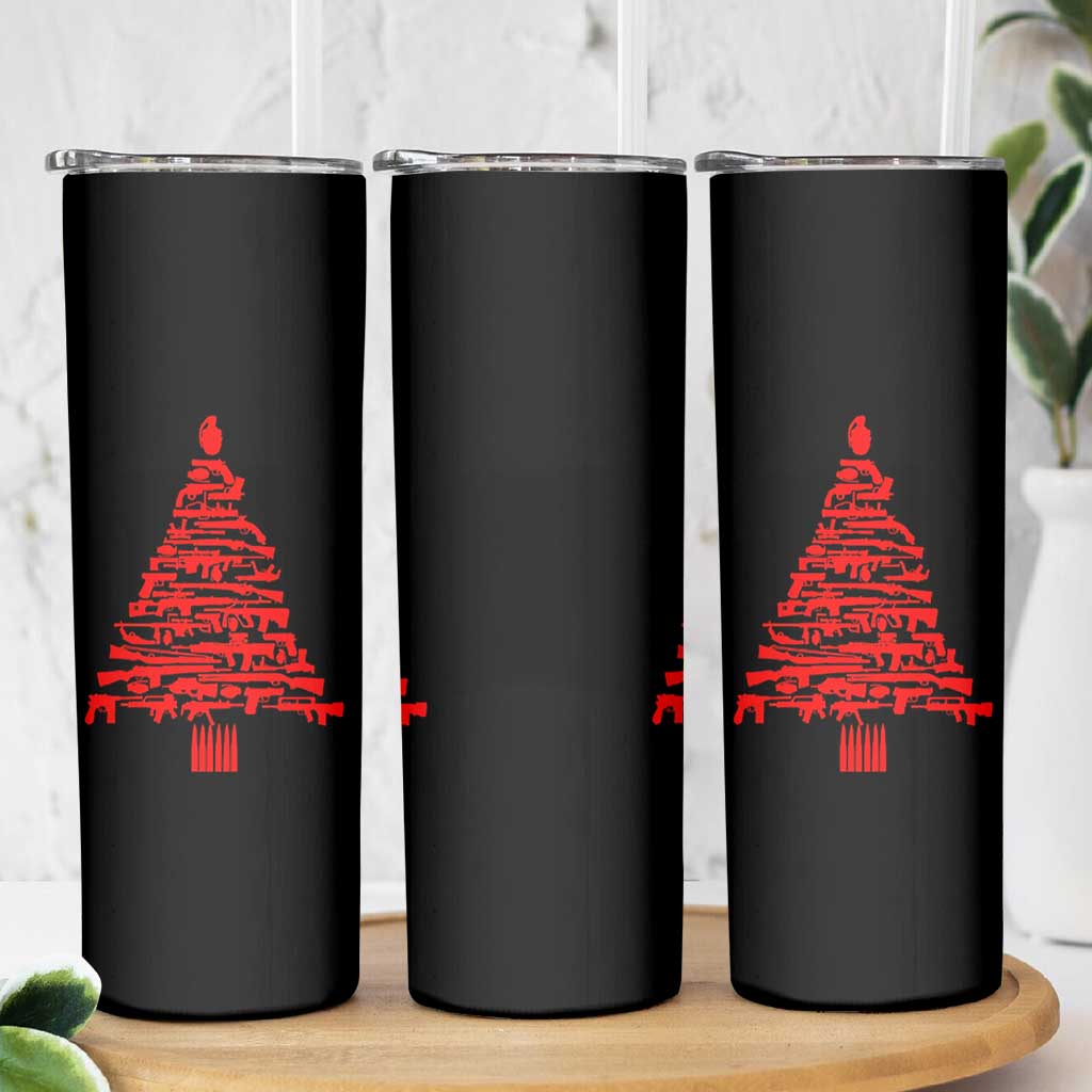 Funny Guns Christmas Skinny Tumbler 2nd Amendment Xmas Tree Gun Lovers - Wonder Print Shop