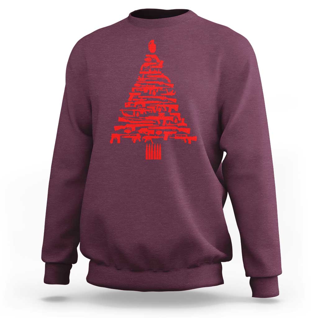 Funny Guns Christmas Sweatshirt 2nd Amendment Xmas Tree Gun Lovers - Wonder Print Shop