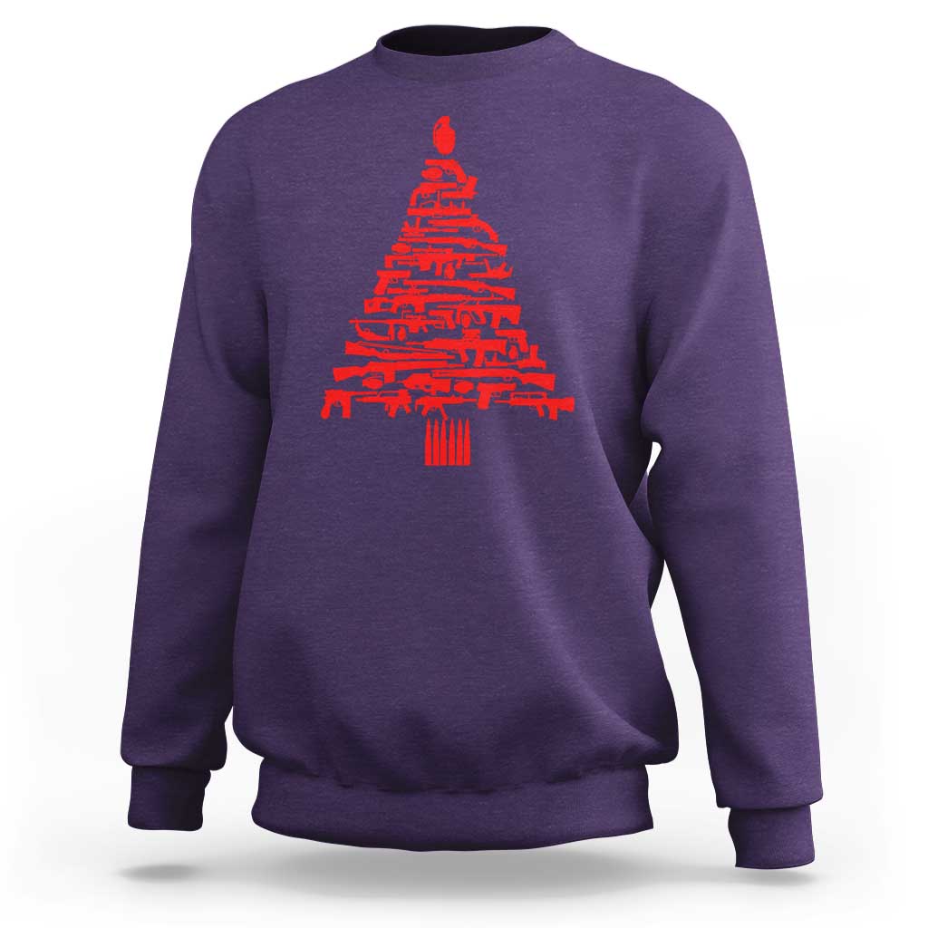 Funny Guns Christmas Sweatshirt 2nd Amendment Xmas Tree Gun Lovers - Wonder Print Shop