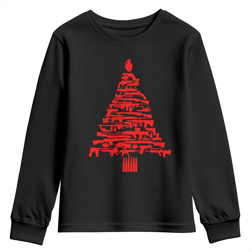 Funny Guns Christmas Youth Sweatshirt 2nd Amendment Xmas Tree Gun Lovers - Wonder Print Shop