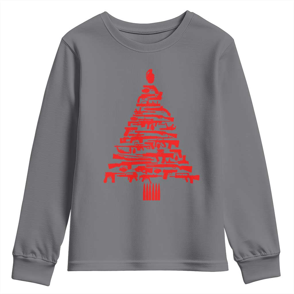 Funny Guns Christmas Youth Sweatshirt 2nd Amendment Xmas Tree Gun Lovers - Wonder Print Shop
