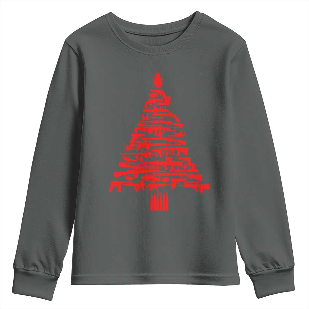 Funny Guns Christmas Youth Sweatshirt 2nd Amendment Xmas Tree Gun Lovers - Wonder Print Shop