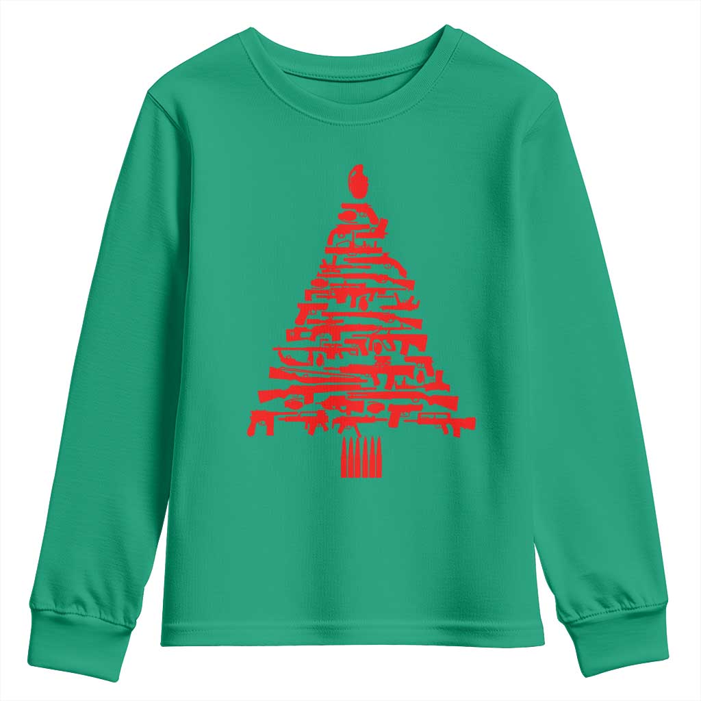 Funny Guns Christmas Youth Sweatshirt 2nd Amendment Xmas Tree Gun Lovers - Wonder Print Shop