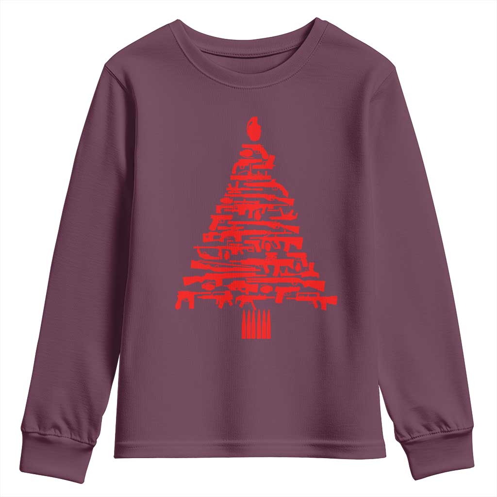 Funny Guns Christmas Youth Sweatshirt 2nd Amendment Xmas Tree Gun Lovers - Wonder Print Shop