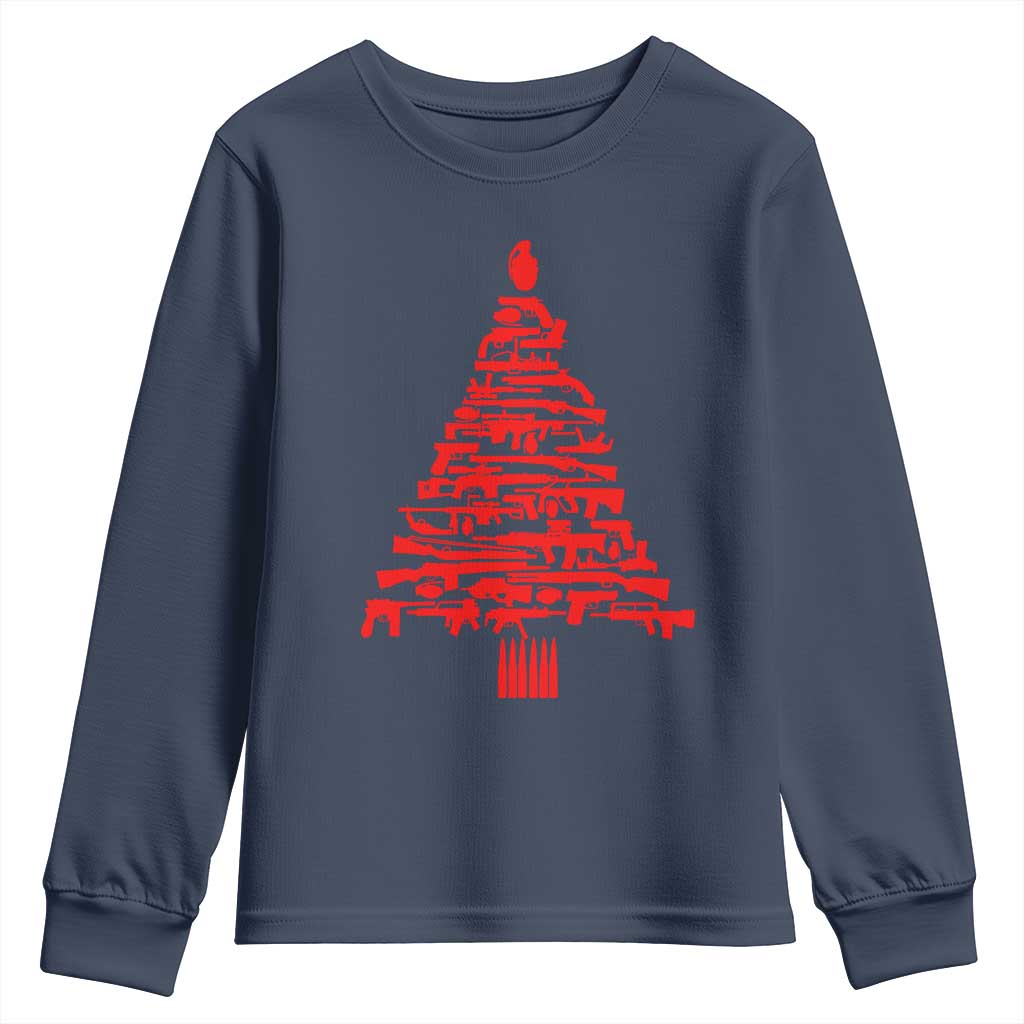 Funny Guns Christmas Youth Sweatshirt 2nd Amendment Xmas Tree Gun Lovers - Wonder Print Shop