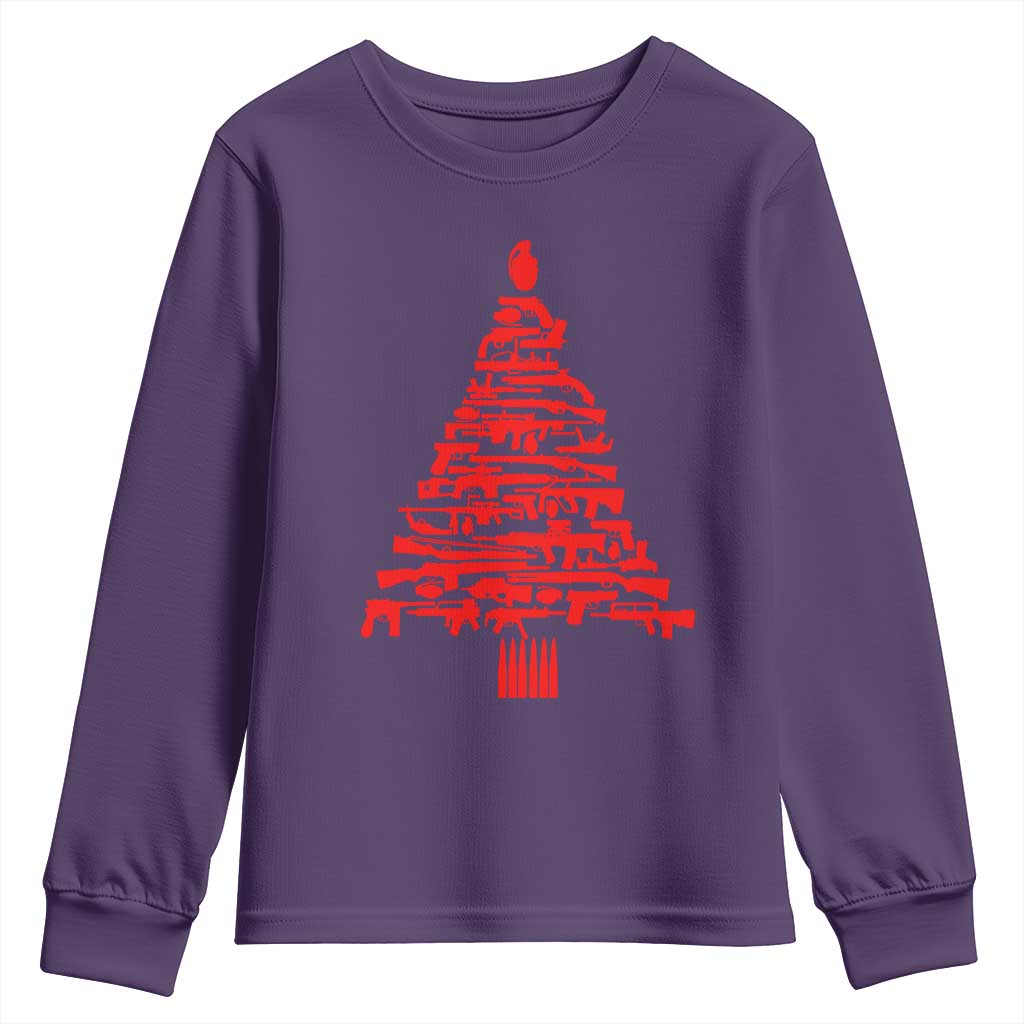 Funny Guns Christmas Youth Sweatshirt 2nd Amendment Xmas Tree Gun Lovers - Wonder Print Shop