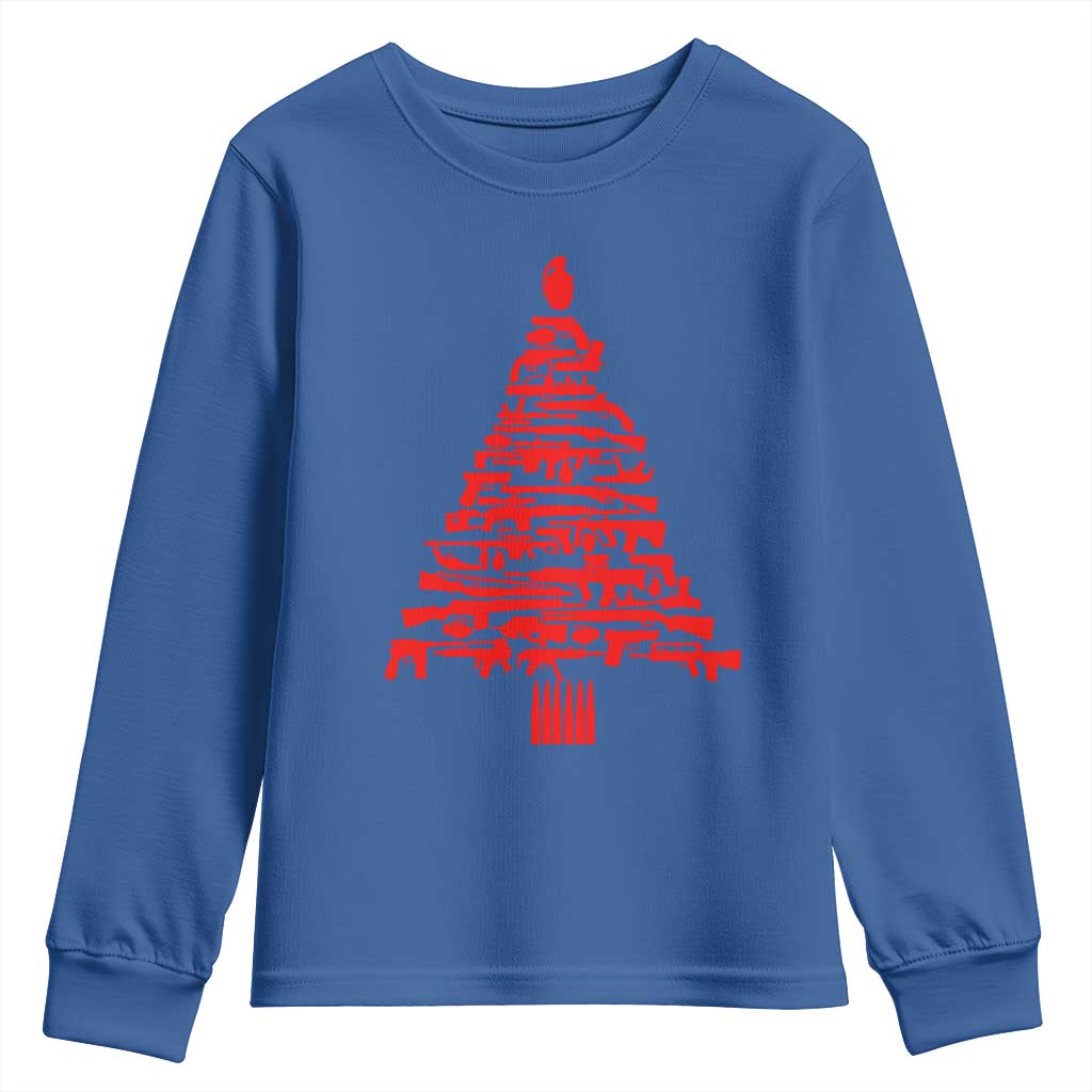Funny Guns Christmas Youth Sweatshirt 2nd Amendment Xmas Tree Gun Lovers - Wonder Print Shop