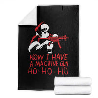 Now I Have A Machine Gun Throw Blanket Funny Retro Christmas 90s Movie Santa Gun Lovers - Wonder Print Shop