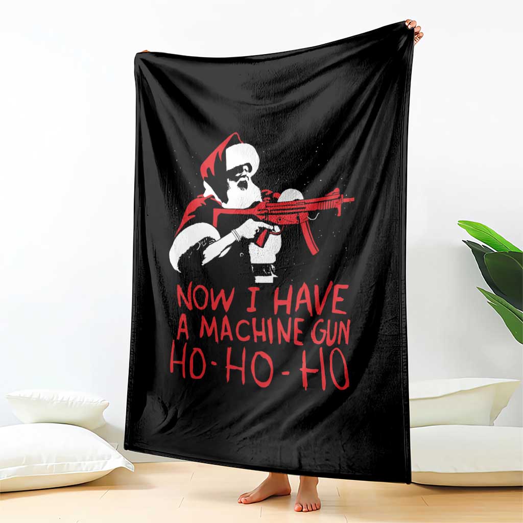 Now I Have A Machine Gun Throw Blanket Funny Retro Christmas 90s Movie Santa Gun Lovers - Wonder Print Shop