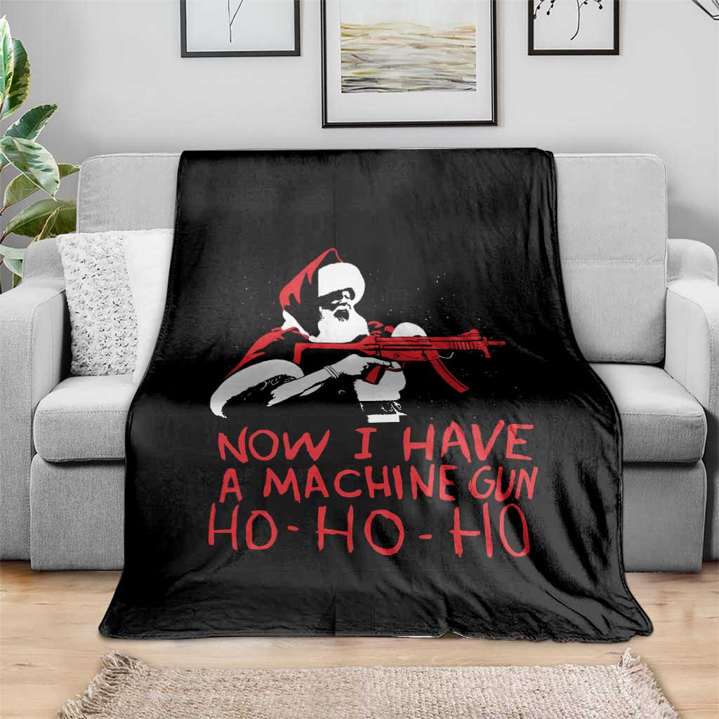 Now I Have A Machine Gun Throw Blanket Funny Retro Christmas 90s Movie Santa Gun Lovers - Wonder Print Shop