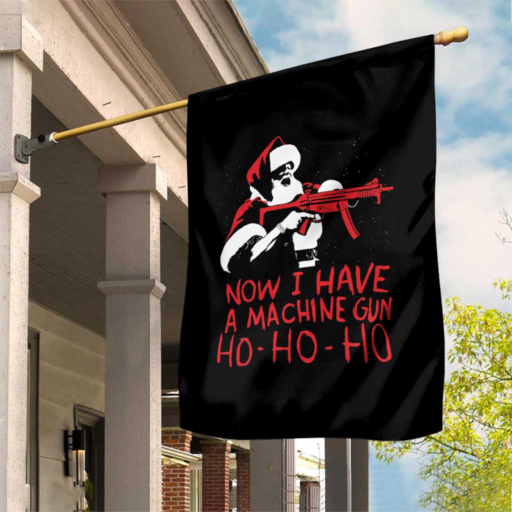 Now I Have A Machine Gun Garden Flag Funny Retro Christmas 90s Movie Santa Gun Lovers - Wonder Print Shop