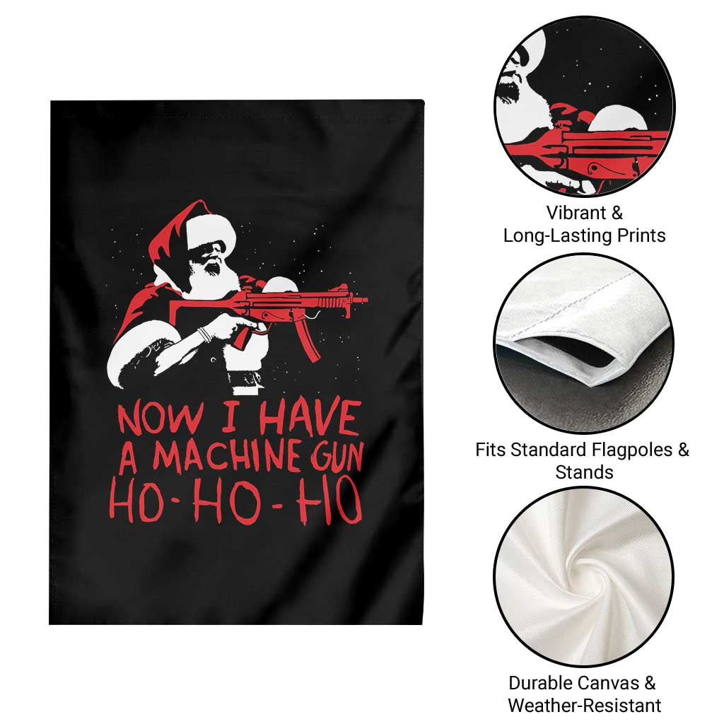 Now I Have A Machine Gun Garden Flag Funny Retro Christmas 90s Movie Santa Gun Lovers - Wonder Print Shop