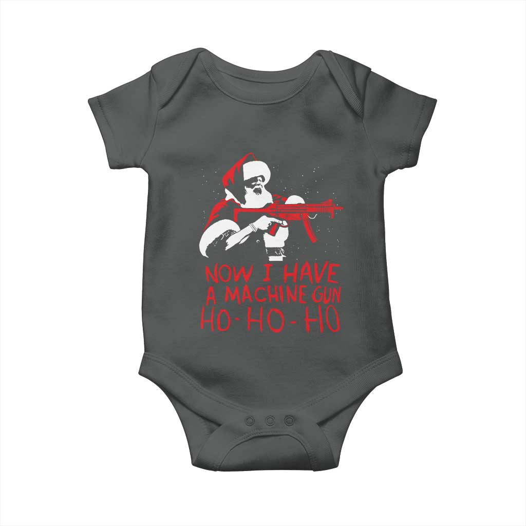Now I Have A Machine Gun Baby Onesie Funny Retro Christmas 90s Movie Santa Gun Lovers - Wonder Print Shop